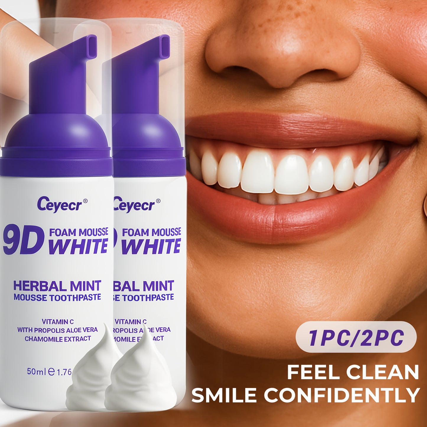 Ceyecr Teeth Cleaning Mint Mousse 50ml - Brightening & Fresh Breath