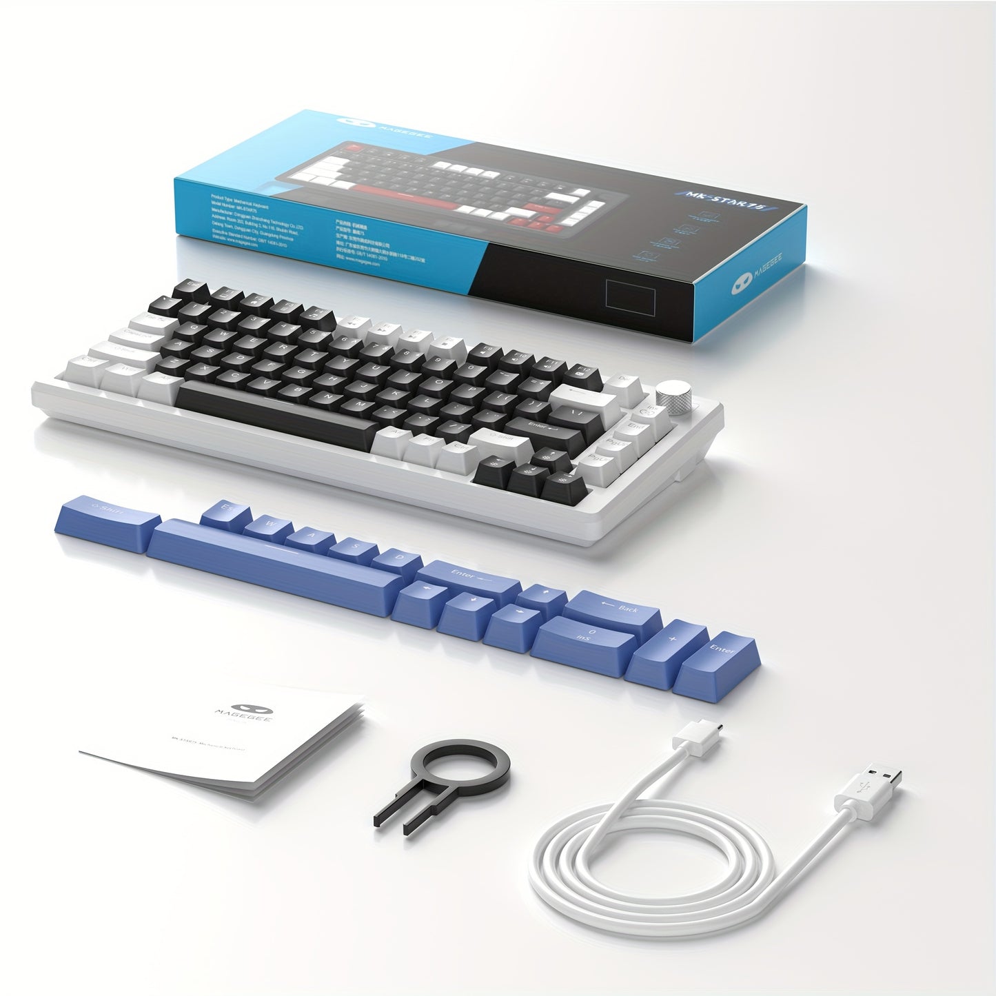 MAGEGEE Compact 75% Mechanical Gaming Keyboard - Ice Blue Backlit