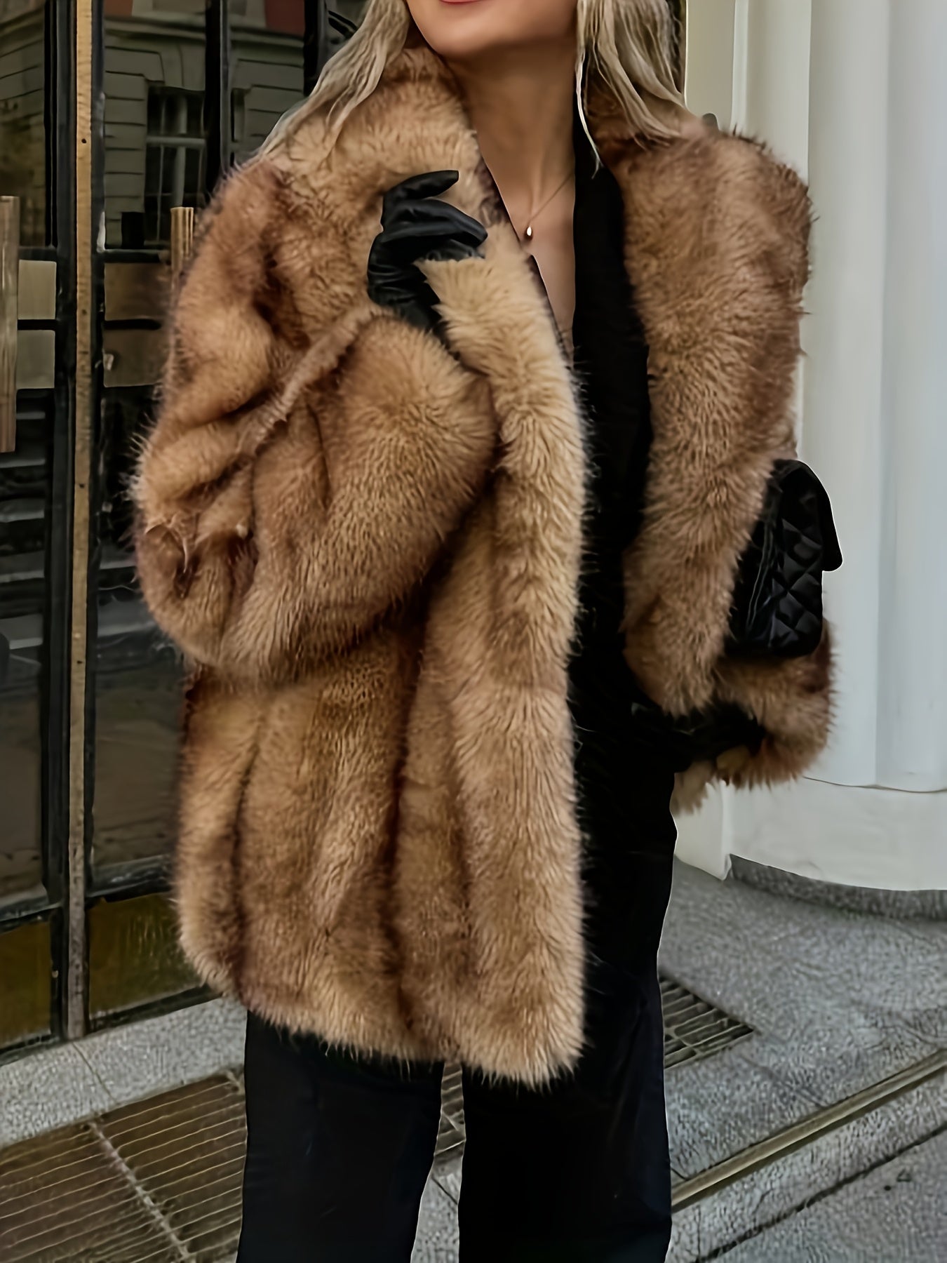 Women'S Winter Coat - Elegant Long Formal & Casual Outerwear, Soft Fluffy-like Texture, Warm Cold Weather Jacket for Everyday & Special Occasions, Easy-Care Luxury Coat (YT), Ladies Winter Coats, Seasonal Fashion, Sophisticat