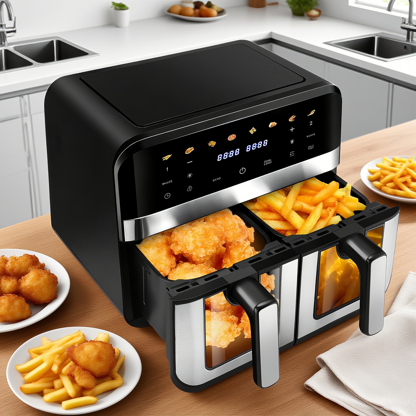 Kehot 9L Dual Door Air Fryer 2400W - 8-in-1 Smart Touchscreen