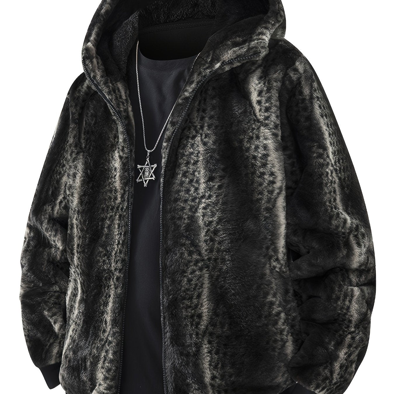 Men's Solid Hooded Jacket - Windproof & Warm