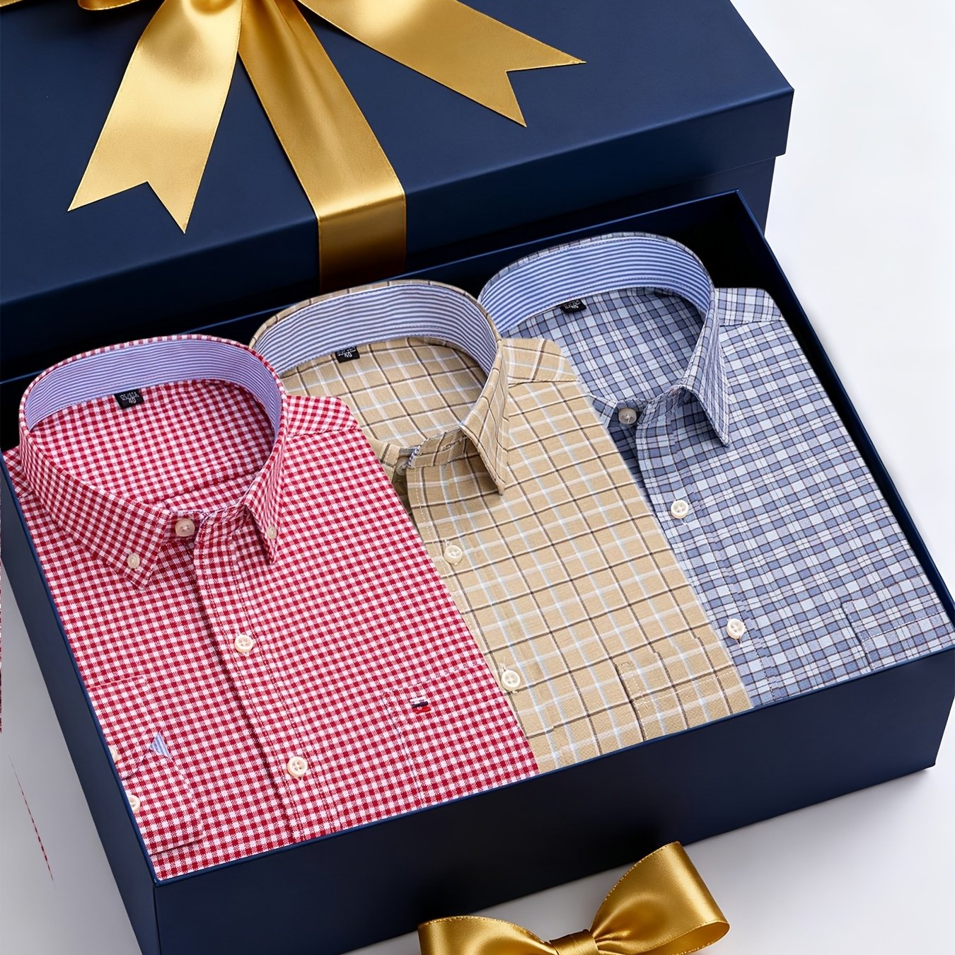 Men's 3-Pack Long Sleeve Oxford Shirts - Embroidered Chest Pockets