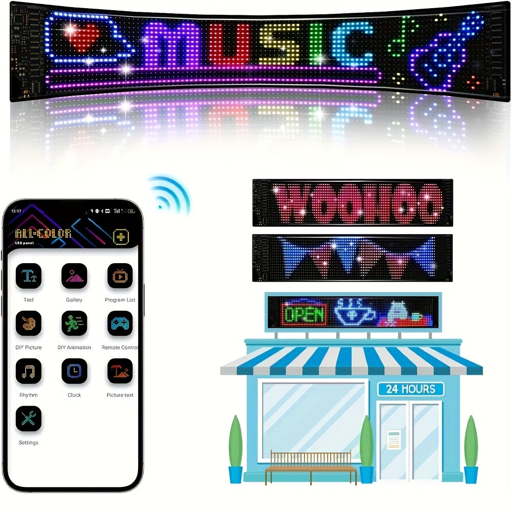 LiHangStar 2pcs Programmable LED Sign 59.5x12cm - USB App-Controlled
