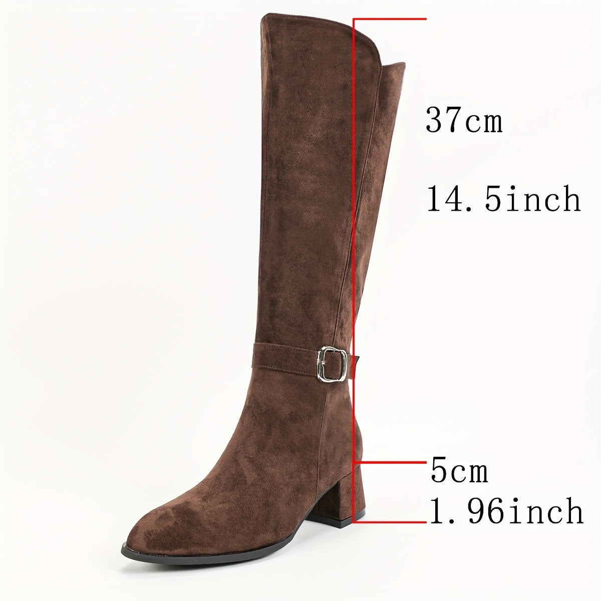 Women's Chunky Heeled Velvet Knee Boots - Side Zipper Knight