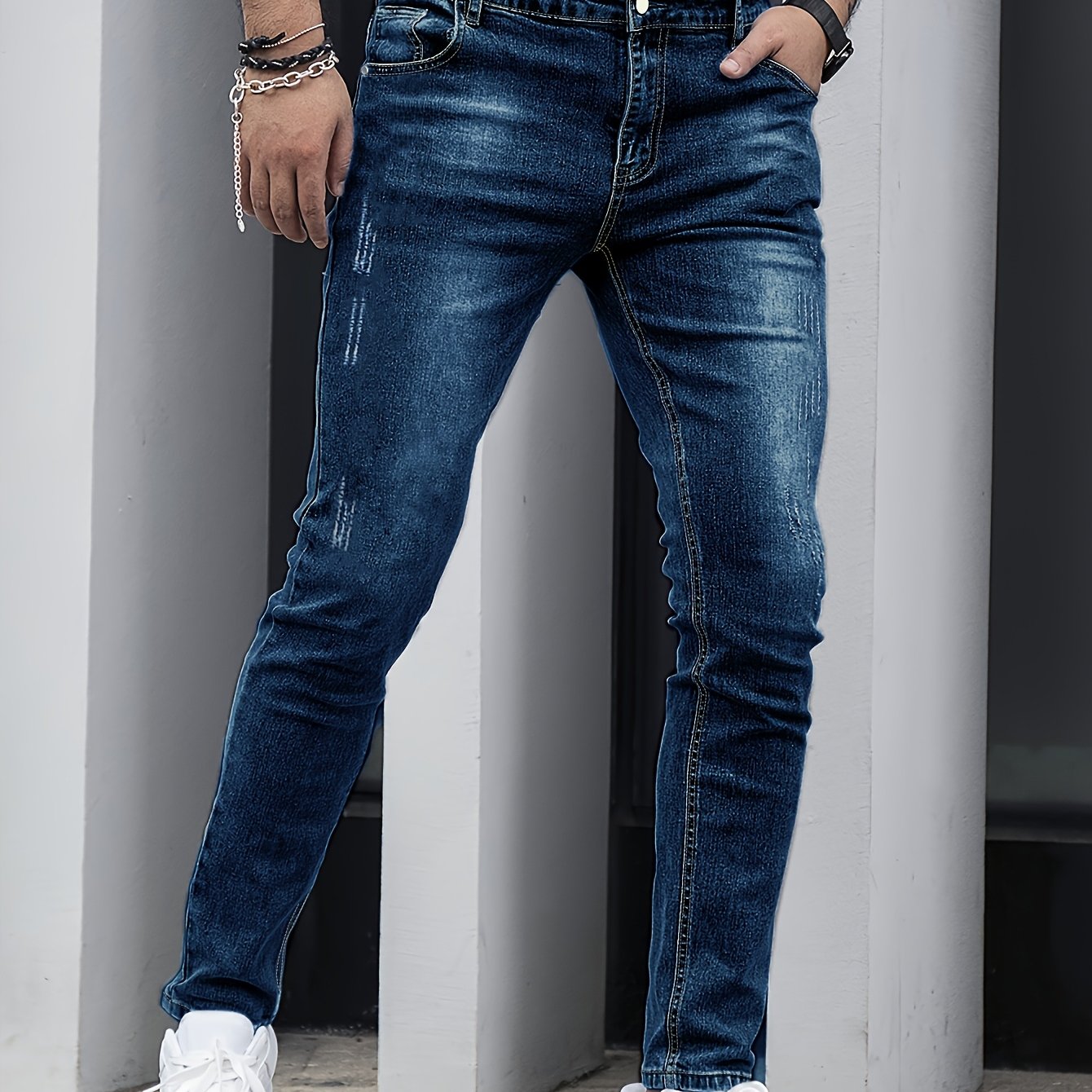 Men's Slim-Fit Stretch Denim - Button-Fly Skinny Jeans
