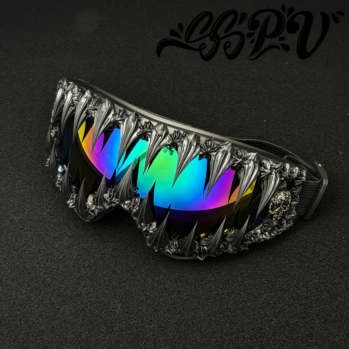 1pc SSPV Gothic Spiked Cosplay Glasses - Streetwear Novelty Eyewear with Spike Frame, Handmade Unique for halloween, Carnival, Costume Parties (Non-Prescription Glasses)