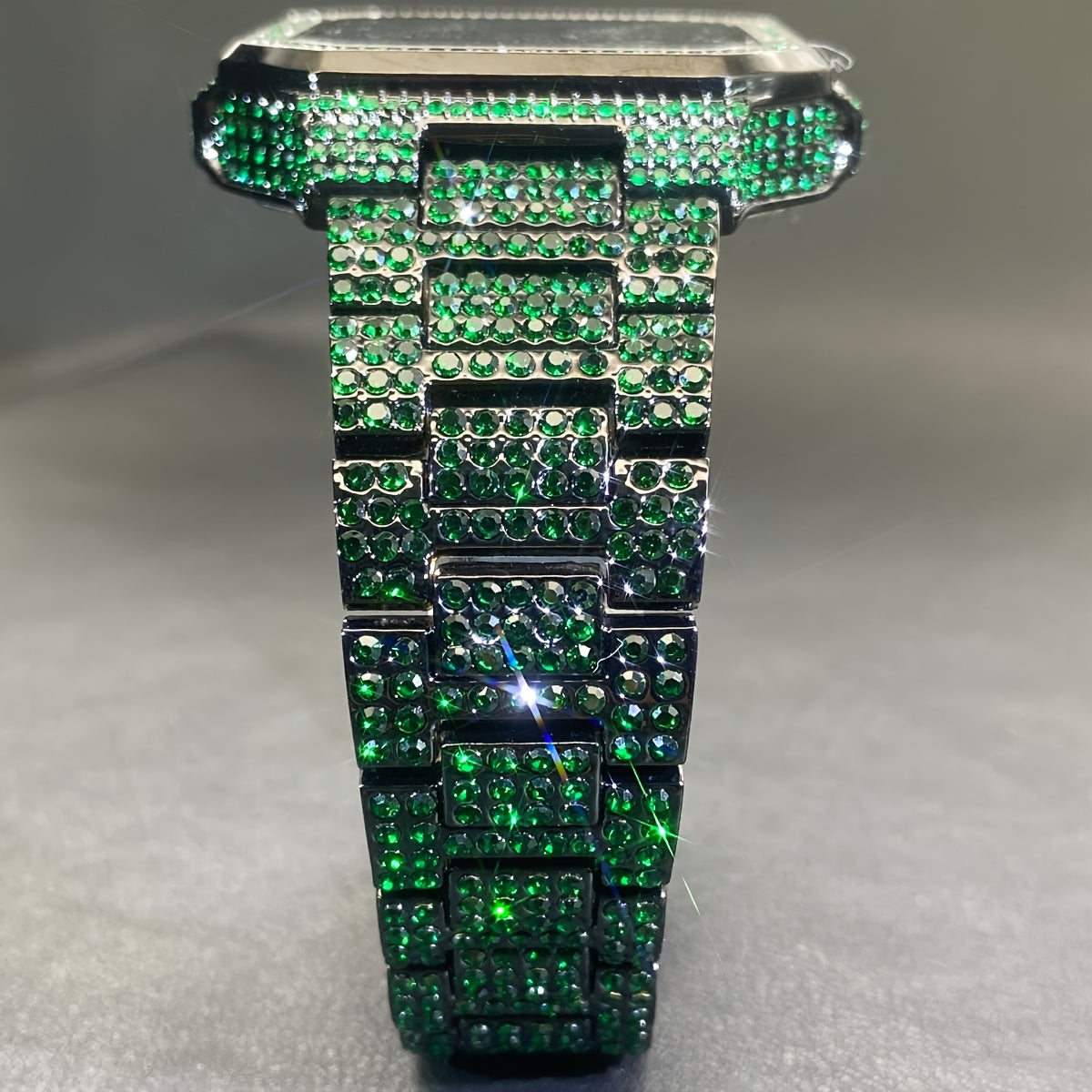 MISS FOX Square Rhinestone Quartz Watch - Green Dial Unisex IP65
