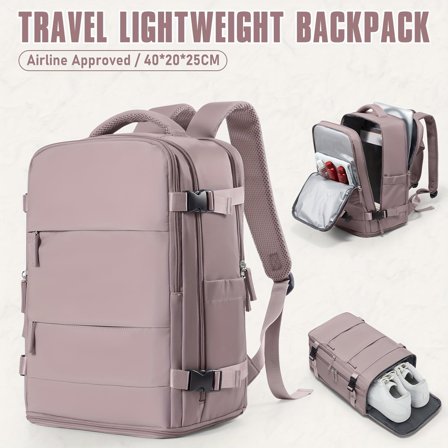 Lightweight Travel Backpack 40x30x20cm - Airline Approved Carry-On