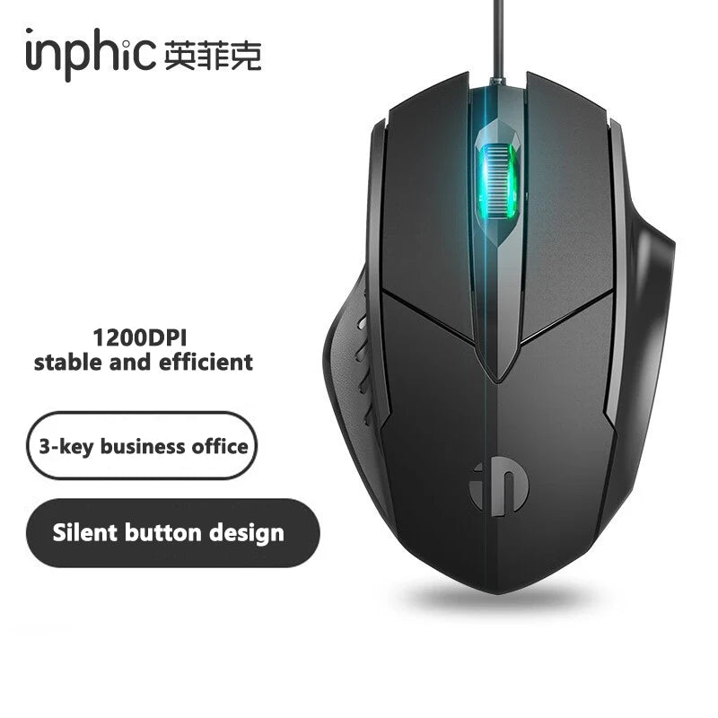 Gaming & Office Mouse – 3200 DPI Silent Click, Macro Programmable