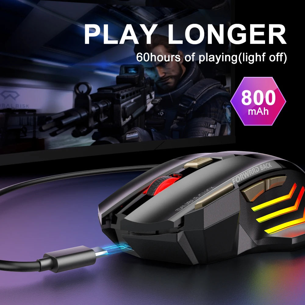 Souris de jeu sans fil rechargeable 5500 DPI