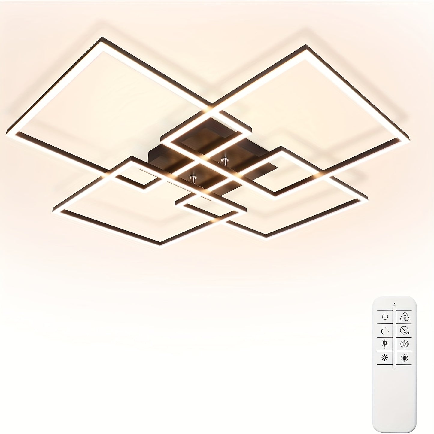 GBLY Elegant Square LED Ceiling Light 48W - Dimmable Remote 3000K-6500K