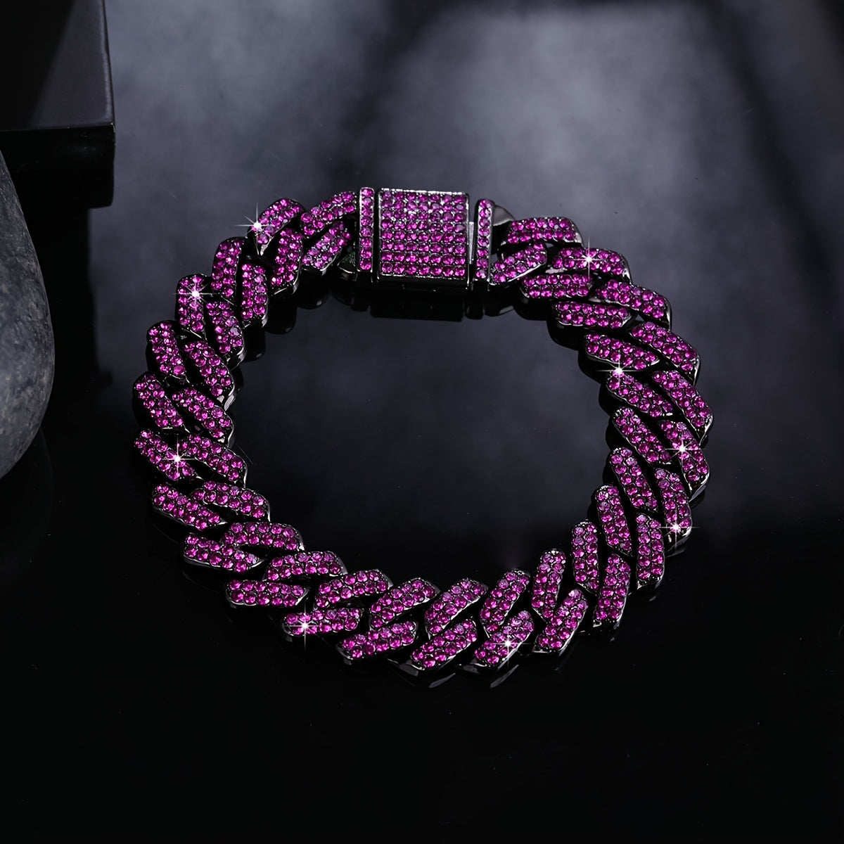 Iced Out Rhinestone Cuban Chain - Men's Hip Hop Necklace/Bracelet