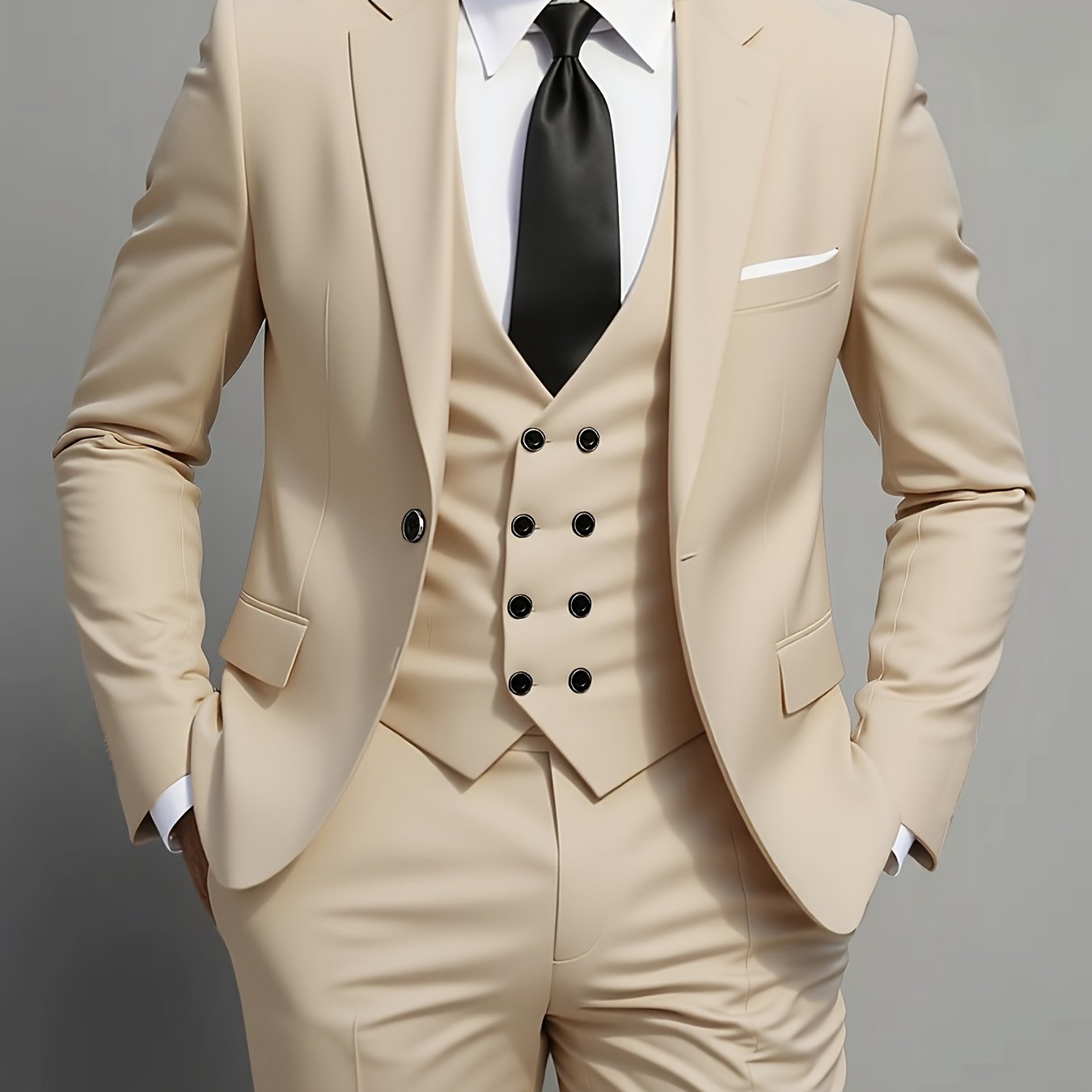 Men's 3pcs Suit Set - Blazer Vest Pants Elegant