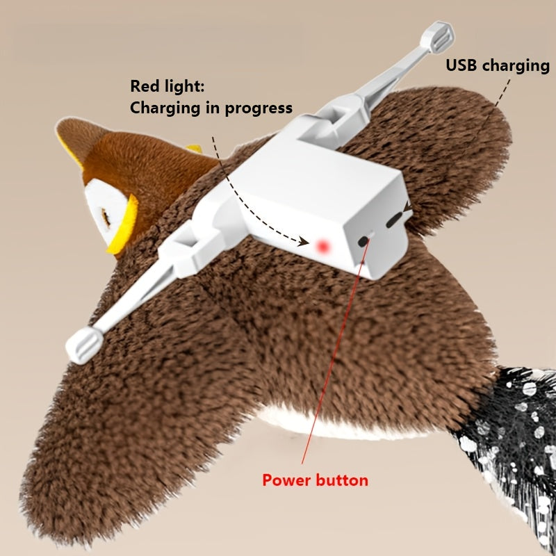 MIAOQUANJI Plush Squeaky Bird Toy - Self-Wobbling Electric Cat Dog