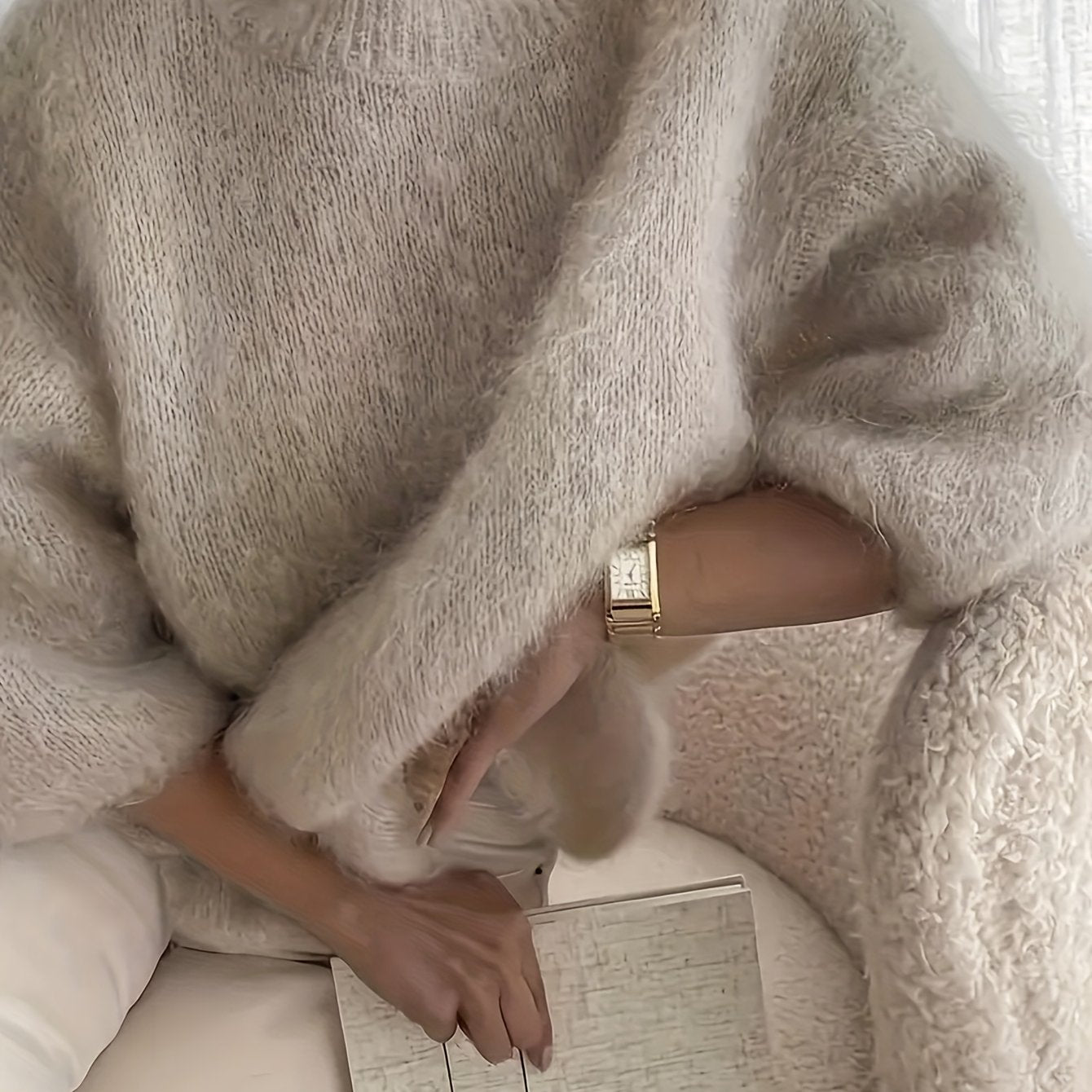 Women's Alpaca Sweater - Elegant Round Neck Winter Coat, Soft Warm Pure Color Blouses | High Elasticity for a Flattering Fit | Solid Color Sweaters for Dresses, Skirts & Pants Toppings | Hand Wash/Dry Clean (Autumn/Winter War