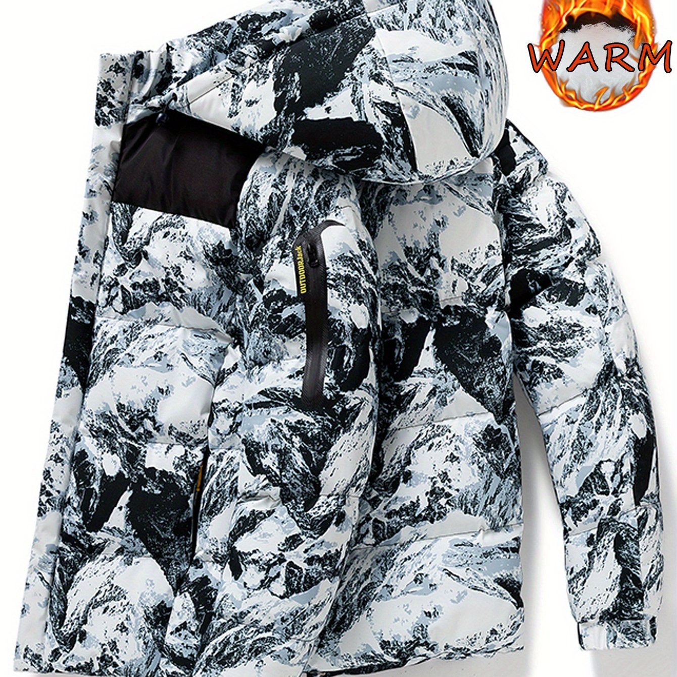 Men's Winter Heavy-Duty Camo Jacket - Hooded Parka Coat