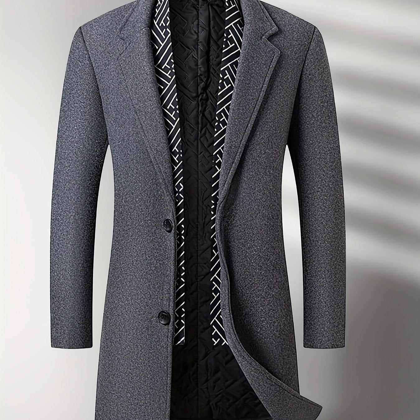 Men's Autumn Winter Thickened Tweed Jacket - Detachable Scarf