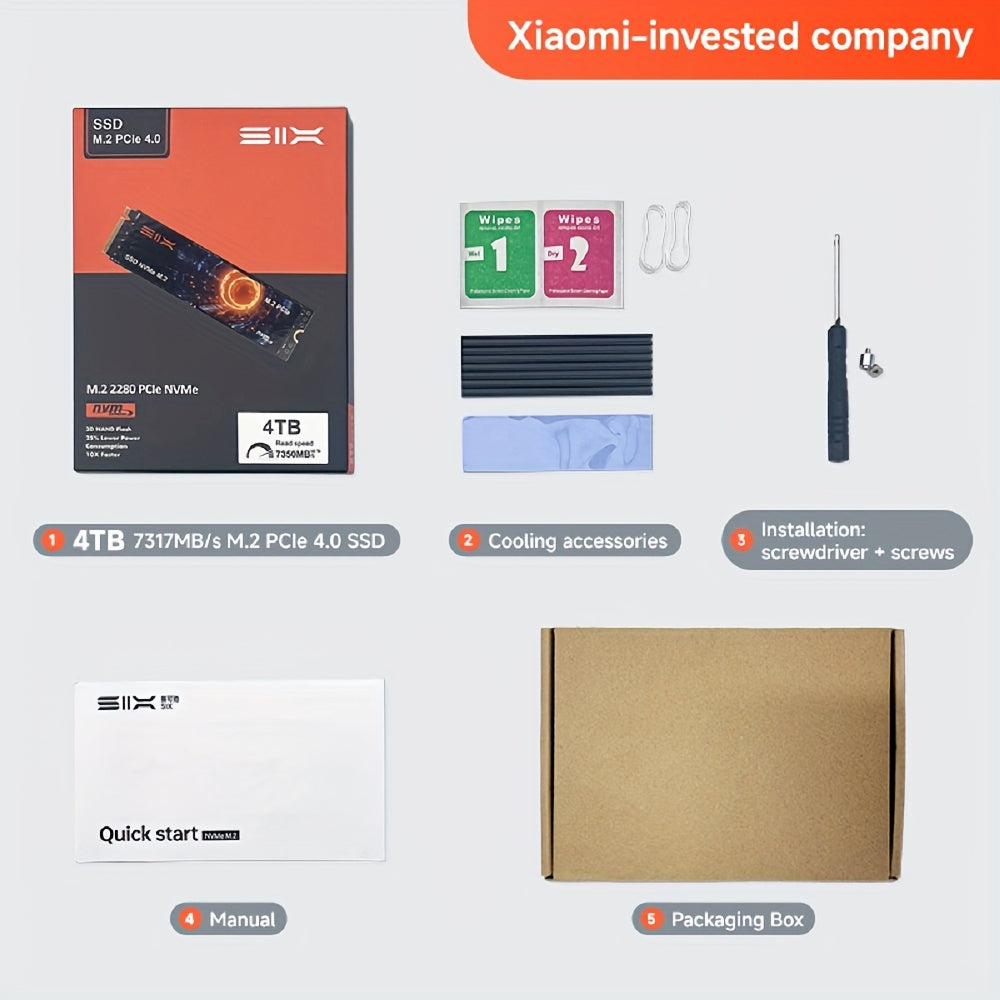 SIX X7400-Pro 1 TB/2 TB 7350 MB/s Lesegeschwindigkeit | PCIe 4.0 NVMe, robust und zuverlässig für Gaming, Büro und Content-Erstellung, mit elegantem Metalldesign und leistungsstarkem Kühlsystem, Gaming-Zubehör, professionelles Erscheinungsbild, H