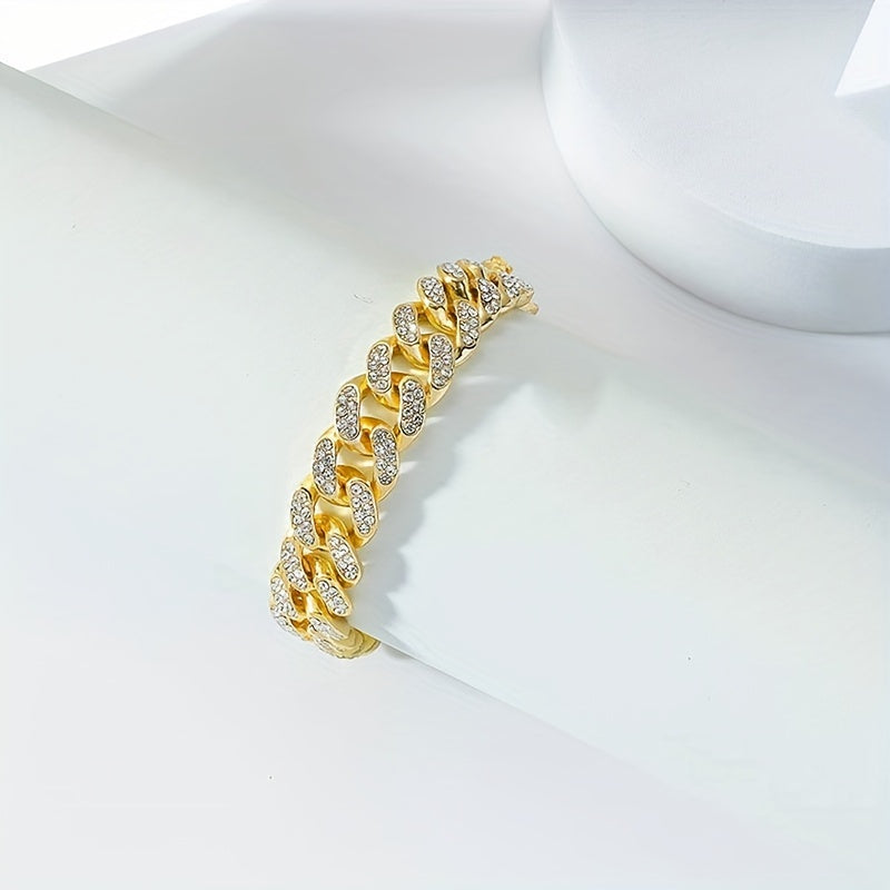 Luxurious Rhinestone Cuban Link Bracelet Unisex