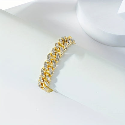 Luxurious Rhinestone Cuban Link Bracelet Unisex