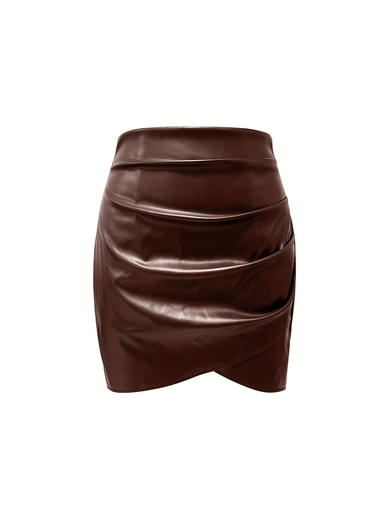 Women's Elegant PU Leather Skirt - Solid Color Half Skirt