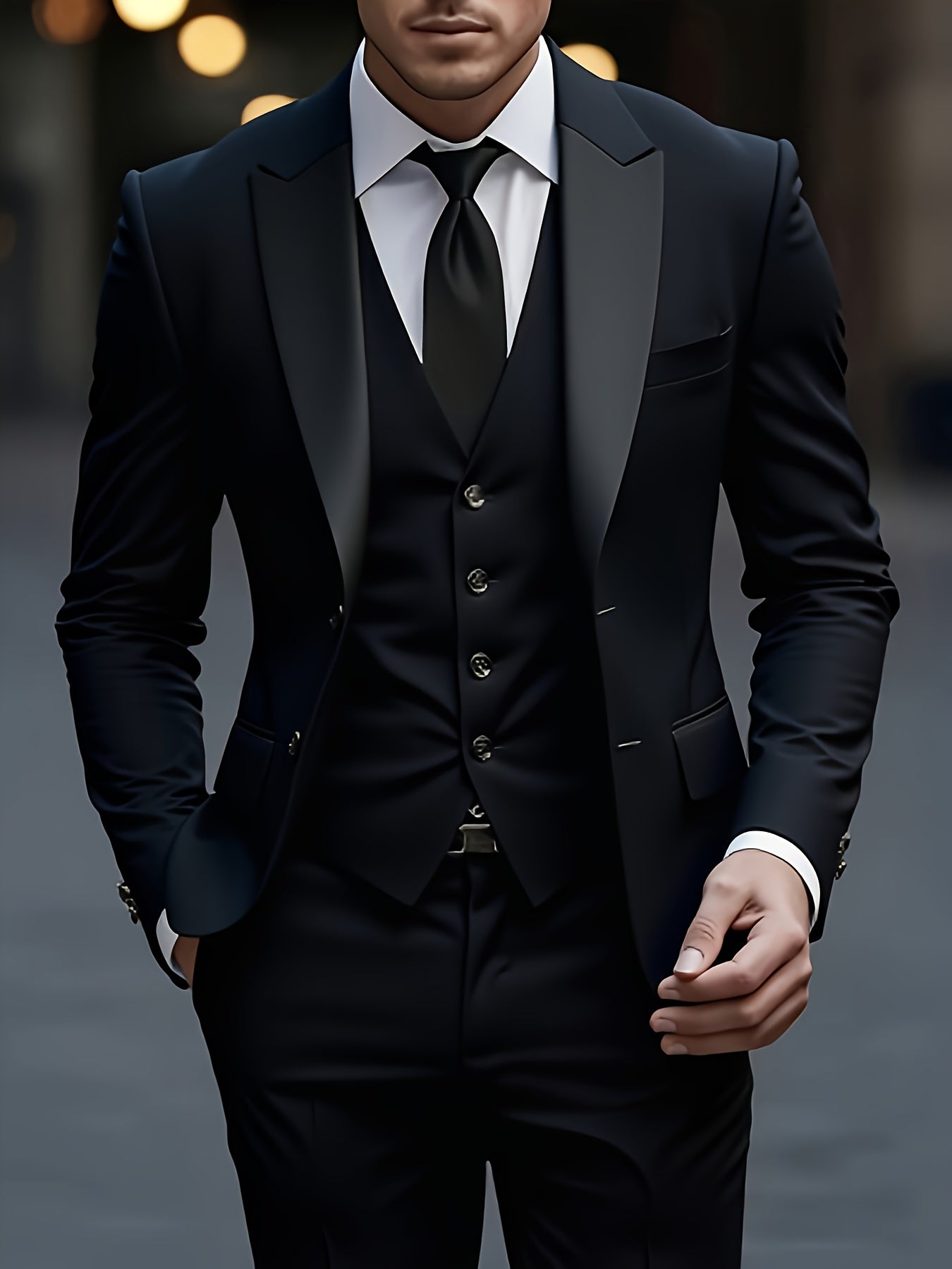 Men's 3pcs Suit Set - Blazer Vest Pants Elegant
