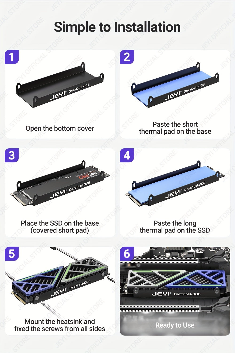 JEYI M.2 SSD Heatsink - Magnesium Aluminum Alloy Cooler 2280 NVME