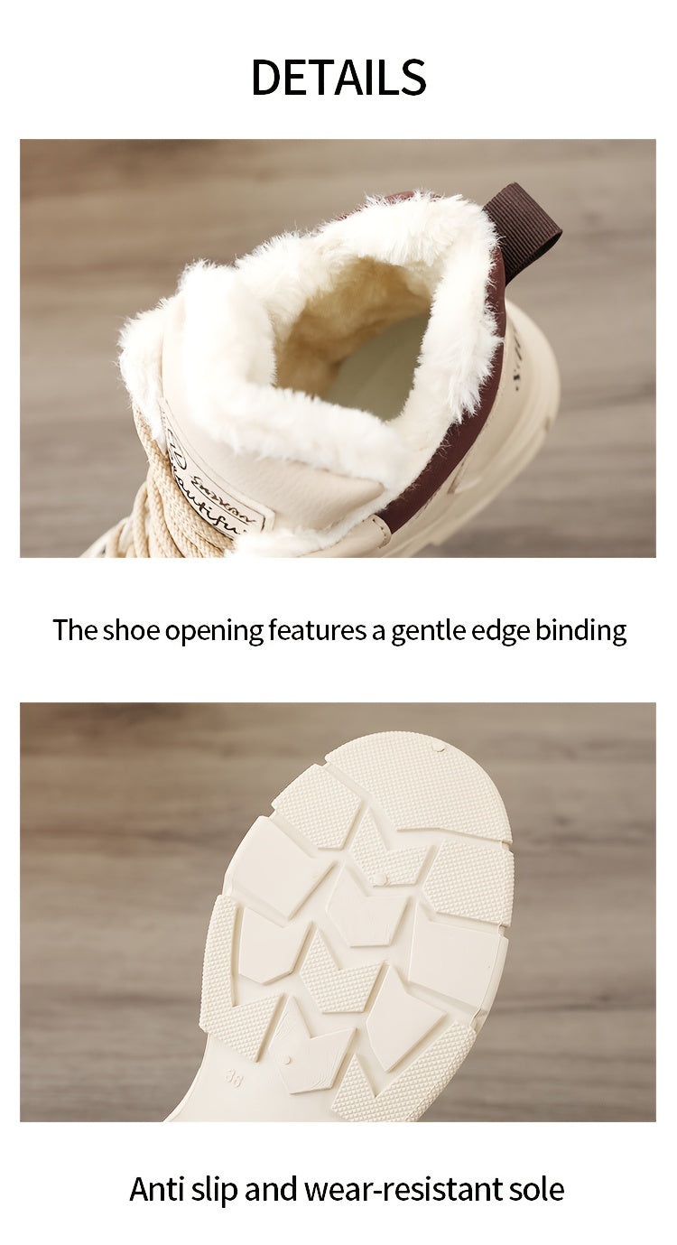 Women's Insulated Winter Lightweight Boots - Plush Collar Thick Sole White