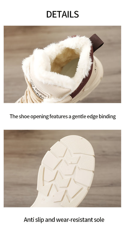 Women's Insulated Winter Lightweight Boots - Plush Collar Thick Sole White