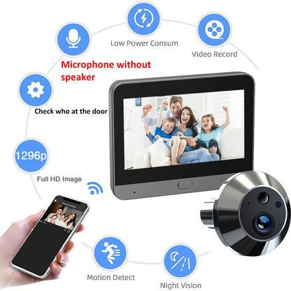 Devoccvo Tuya Smart 3MP Door Peephole Camera - WiFi Visual Screen