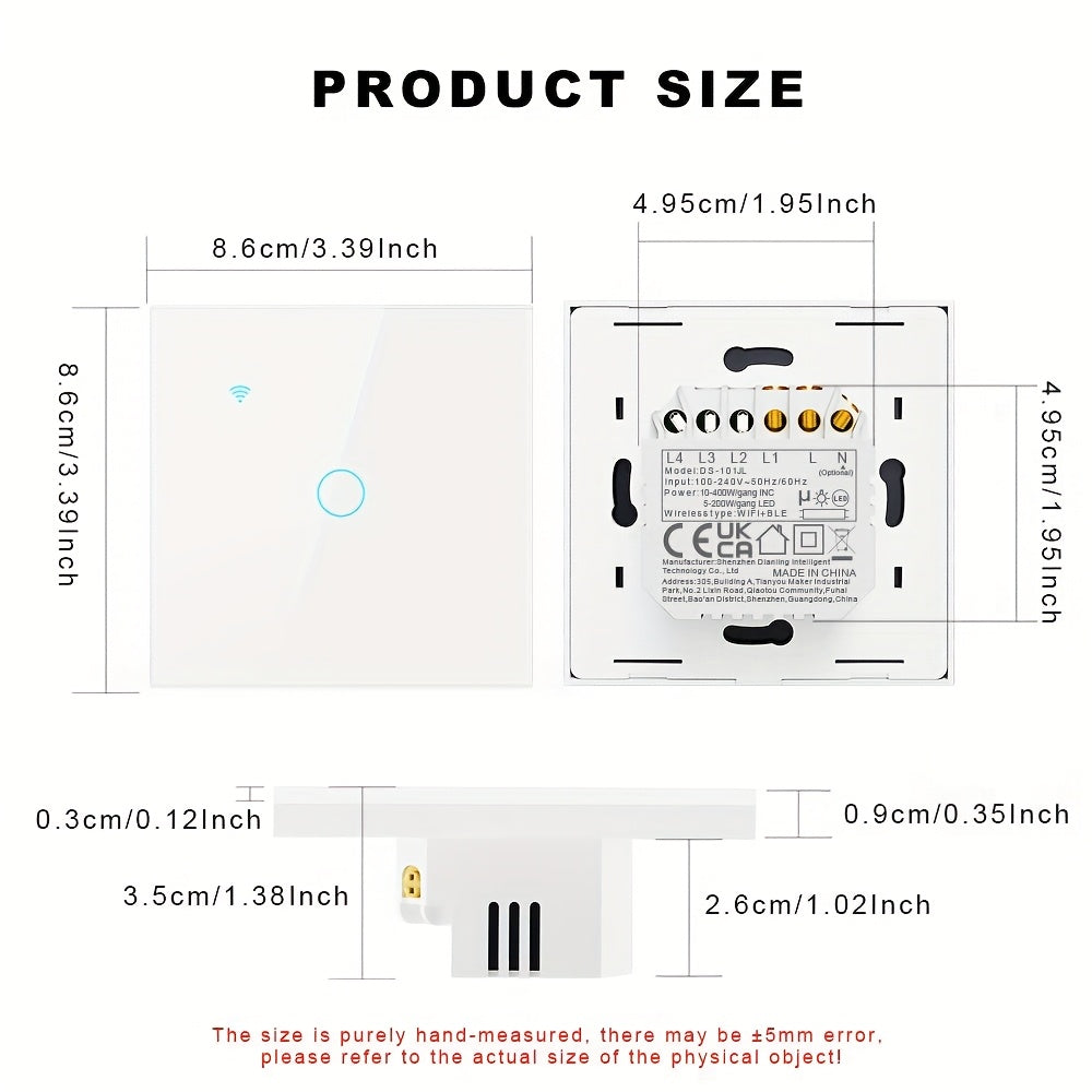 WiFi Smart Light Switch 1/2/3/4 Gang - Touchscreen Alexa Google