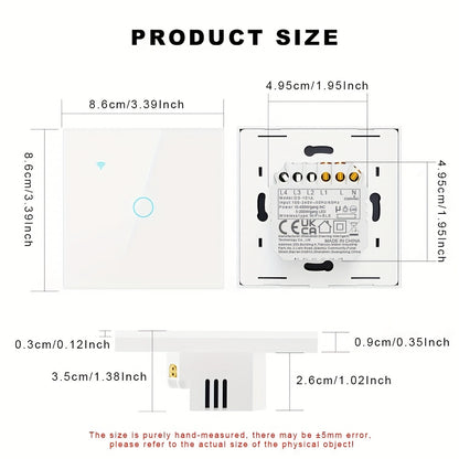 WiFi Smart Light Switch 1/2/3/4 Gang - Touchscreen Alexa Google