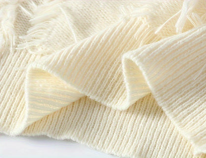 Men's Casual Fringed Pullover Sweater - High Stretch Knit