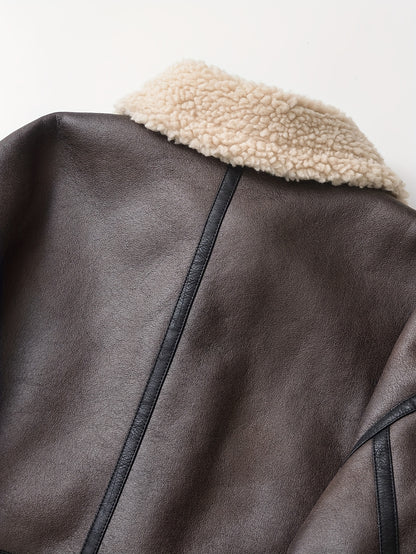 Women's Vintage Jacket - Belted Waist Zipper Cropped