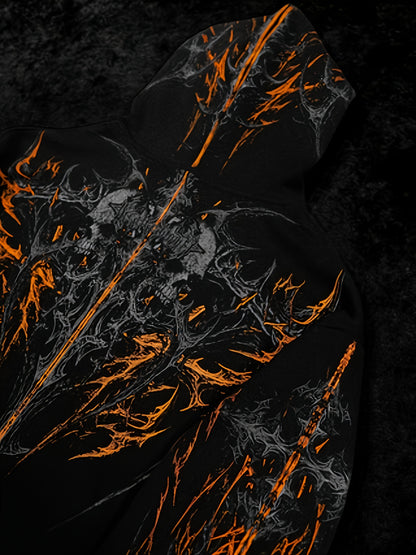 Men's Gothic Hoodie - Loose Fit Full-Zip with Pockets