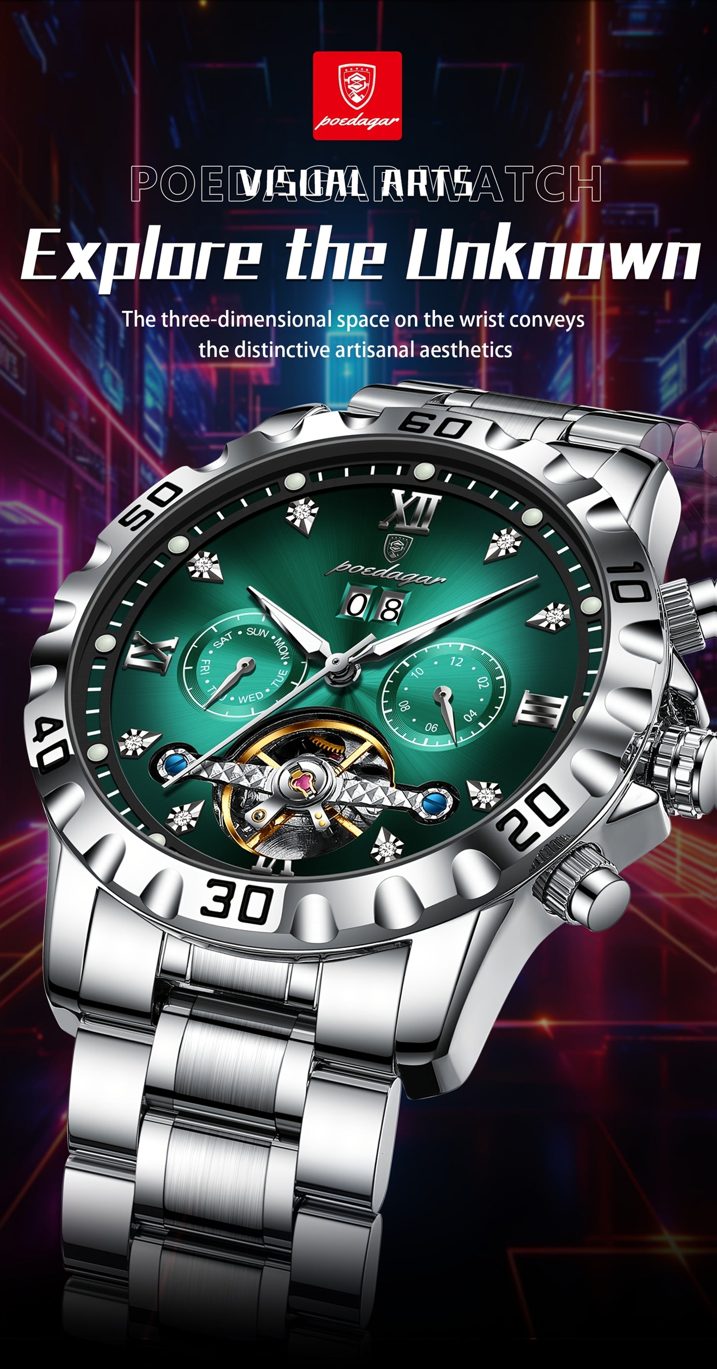 POEDAGAR Men's Luxury Business Watch - Automatic Waterproof