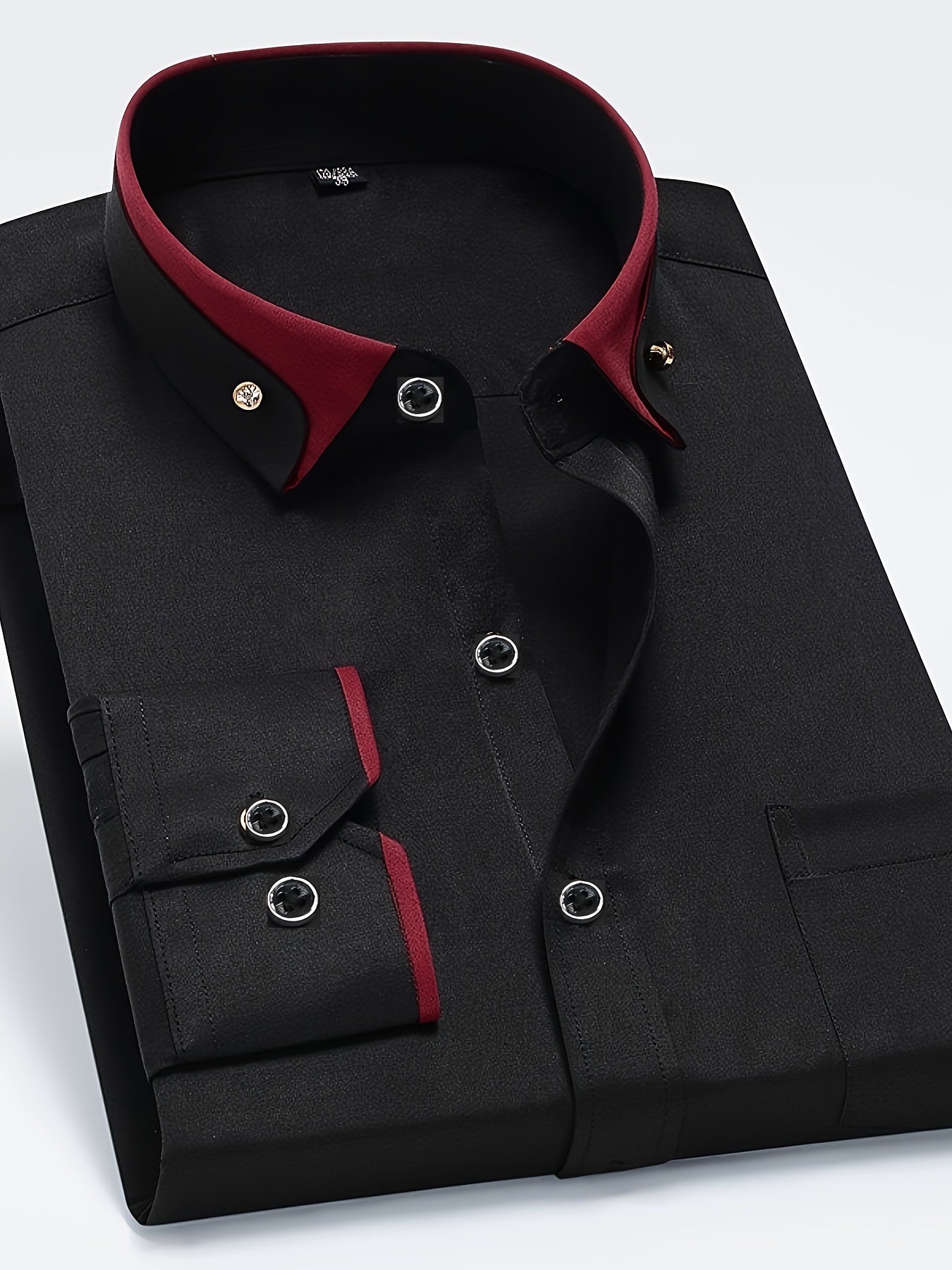 1+1 Men's Double Lapel Long Sleeve Shirt - Fashion Business Casual