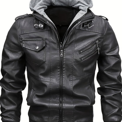 Men's Hooded Jacket - Full-Zip Zippered Pockets Lightweight