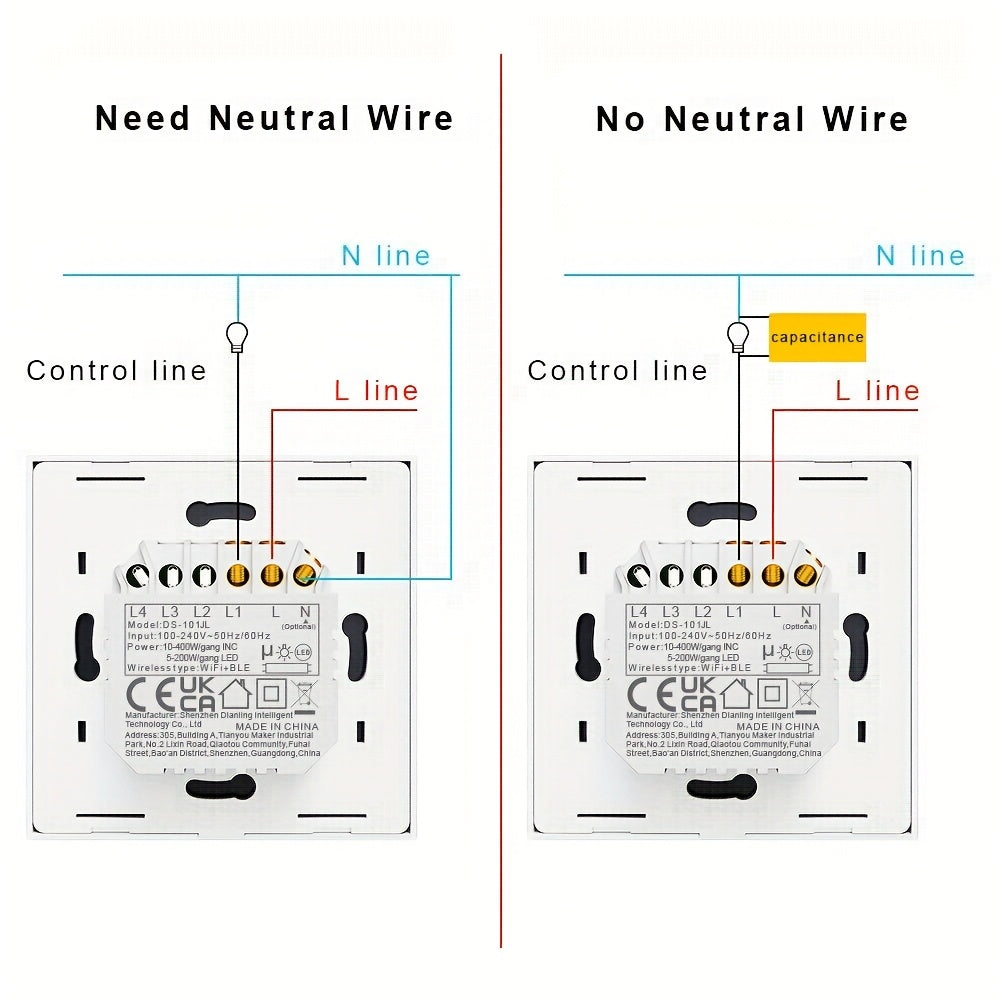WiFi Smart Light Switch 1/2/3/4 Gang - Touchscreen Alexa Google