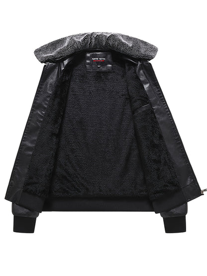 Men's Slim-Fit Fleece-Lined Biker Jacket