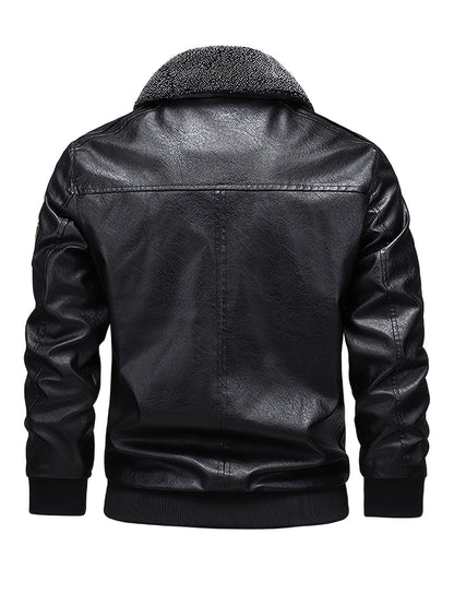 Men's Slim-Fit Fleece-Lined Biker Jacket