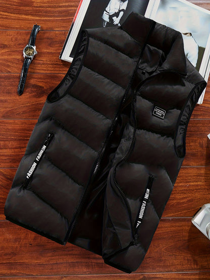 Men's Sleeveless Vest - Warm Zippered Stand Collar