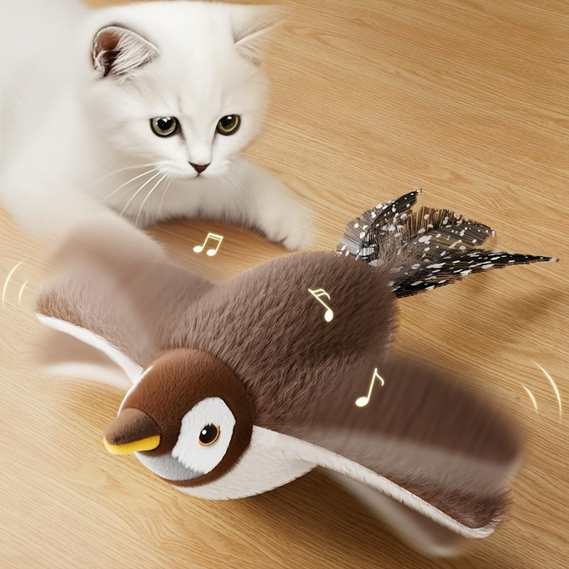 MIAOQUANJI Plush Squeaky Bird Toy - Self-Wobbling Electric Cat Dog