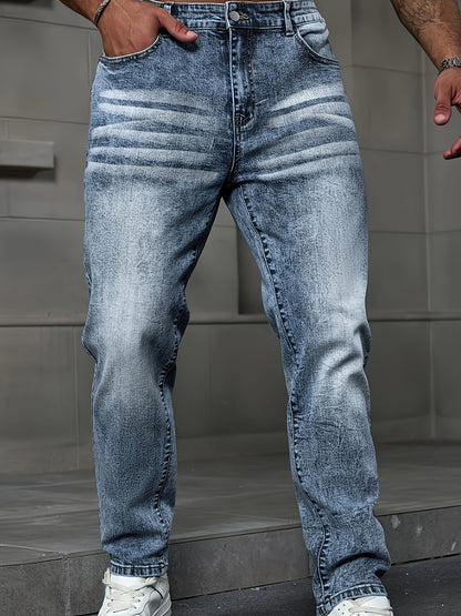 Men's Fashion Casual Stretch Denim Jeans - Light Blue Flake