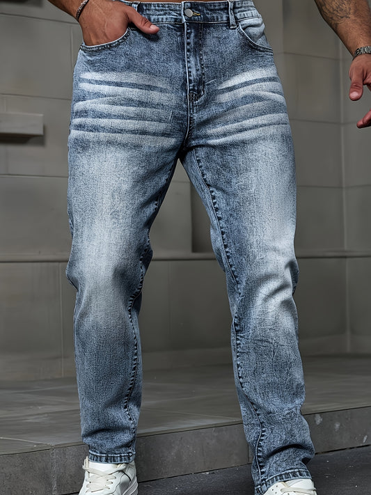 Men's Fashion Casual Stretch Denim Jeans - Light Blue Flake