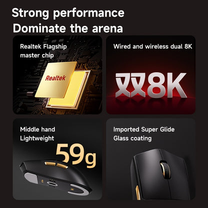 MCHOSE K7 Ultra Wireless Gaming Mouse - 8K 42000 DPI Magnetic Dock