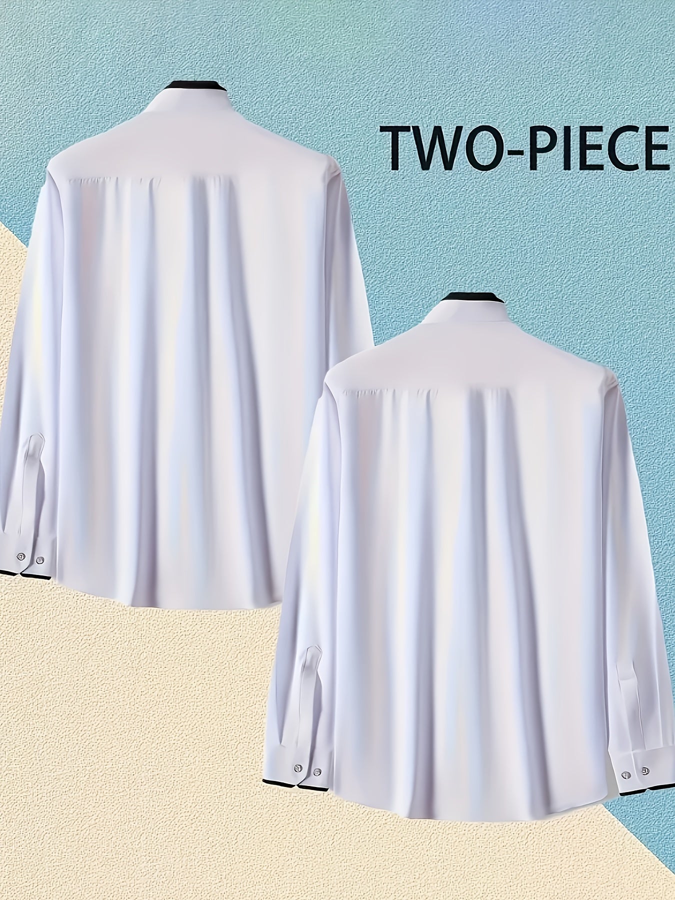 1+1 Men's Double Lapel Long Sleeve Shirt - Fashion Business Casual