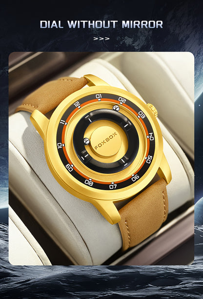 FOXBOX Men’s Fashion Watch – Unique Dial, Leather Strap, Quartz & Waterproof