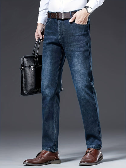 ESDVQ Men's Winter-Thickened Stretch Jeans - Warm Straight-Leg