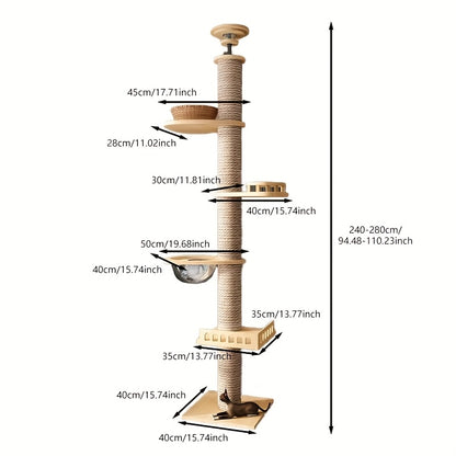 Cat Tree Tower - Multiple Platforms Scratching Posts Wooden